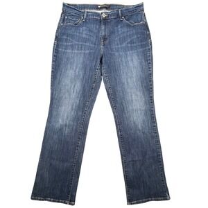 Levi's Blue Jeans 505 Straight Leg Medium Wash Denim Pants Womens 14 Whiskered